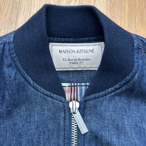 Maison Kitsune Logo-Appliqued Teddy Denim Jacket - Small - Picture 4 of 7